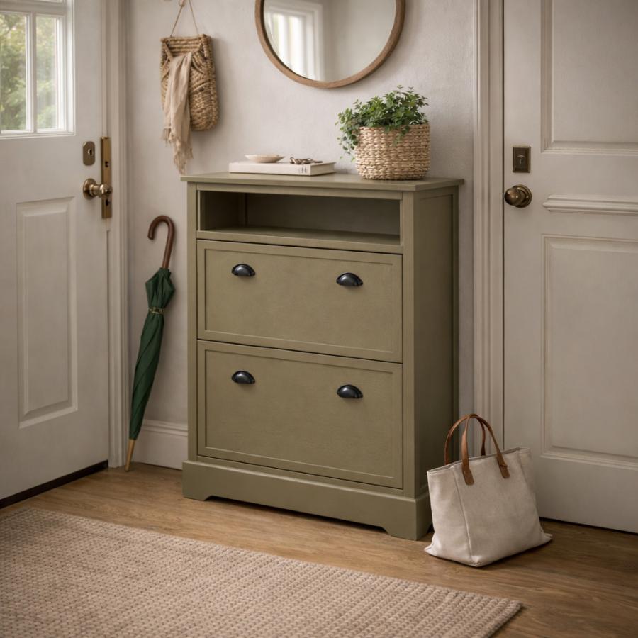 Hawthorne Olive Green Shoe Cupboard